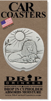 Lion & Lamb Car Coasters