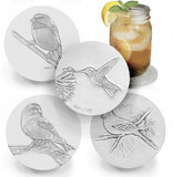 set of four bird coasters