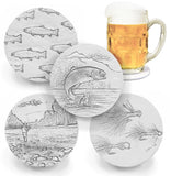 Fly Fishing Assorted Drink Coasters